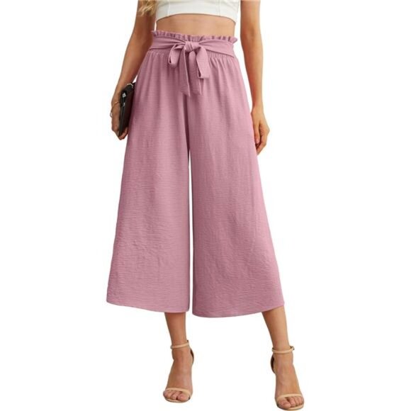 Women Flowy Loose Wide Leg Pant Summer Beach Casual Trousers high - Picture 1 of 6